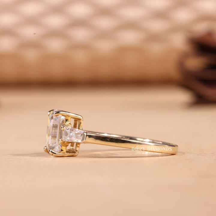 1.50CT-2.50CT Emerald Cut E/VS1 Three Stone Lab Grown Diamond Engagement Ring