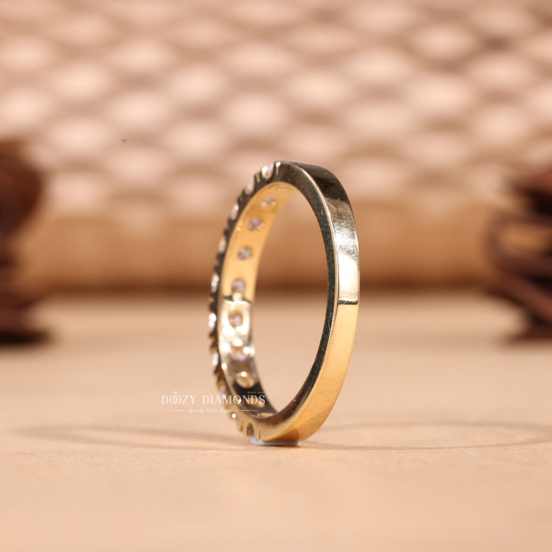 Round Cut Lab Grown Diamond EF/VVS Half Eternity Wedding Band