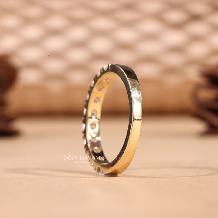 Round Cut Lab Grown Diamond EF/VVS Half Eternity Wedding Band