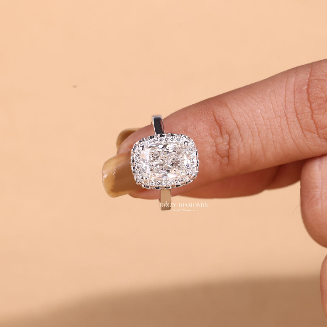 2.50CT-3.50CT Cushion Cut E/VS1 Lab Grown Double Halo Diamond Engagement Ring