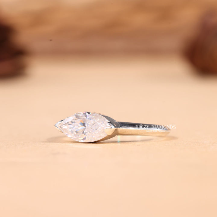 1.0CT-2.0CT East West Marquise Cut F/VS2 Lab Grown Diamond Engagement Ring