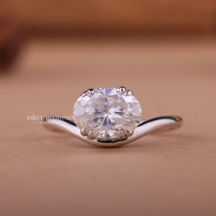 2.50CT-3.50CT Oval F/VS1 Lab Created Diamond East West Engagement Ring