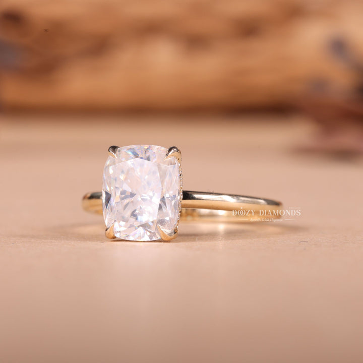 1.50CT-2.50CT Cushion F/VS2 Lab Grown Diamond Hidden Halo Engagement Ring