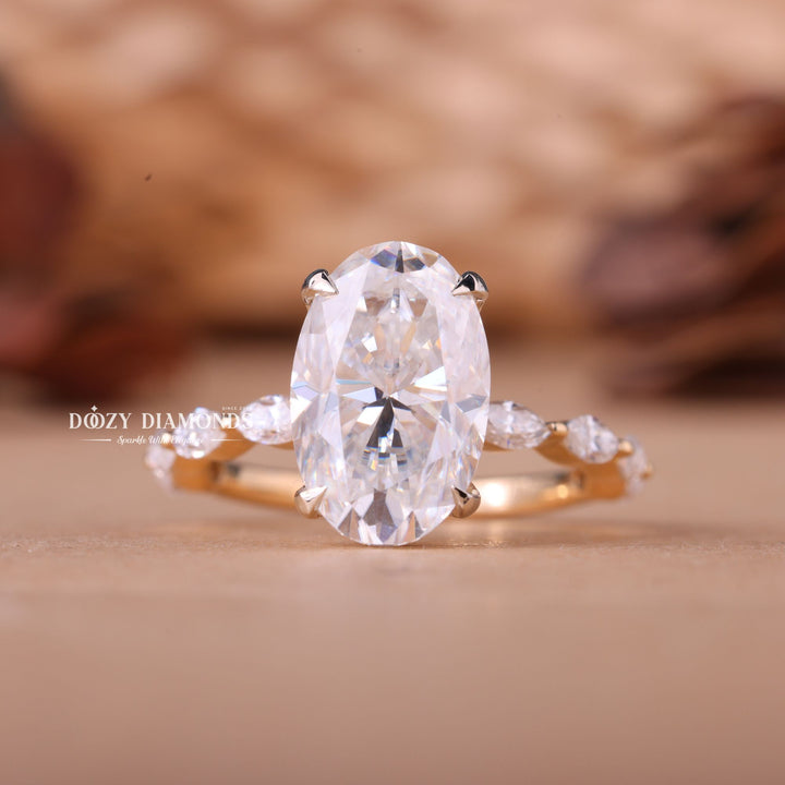 3.0CT-4.0CT Oval E/VS1 Lab Grown Diamond Pave Engagement Ring
