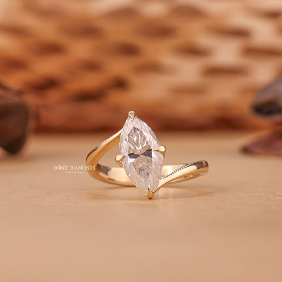 2.0CT - 3.0CT Marquise Cut E/VS1 Lab Grown Diamond Unique Bypass Engagement Ring - Doozy Diamonds