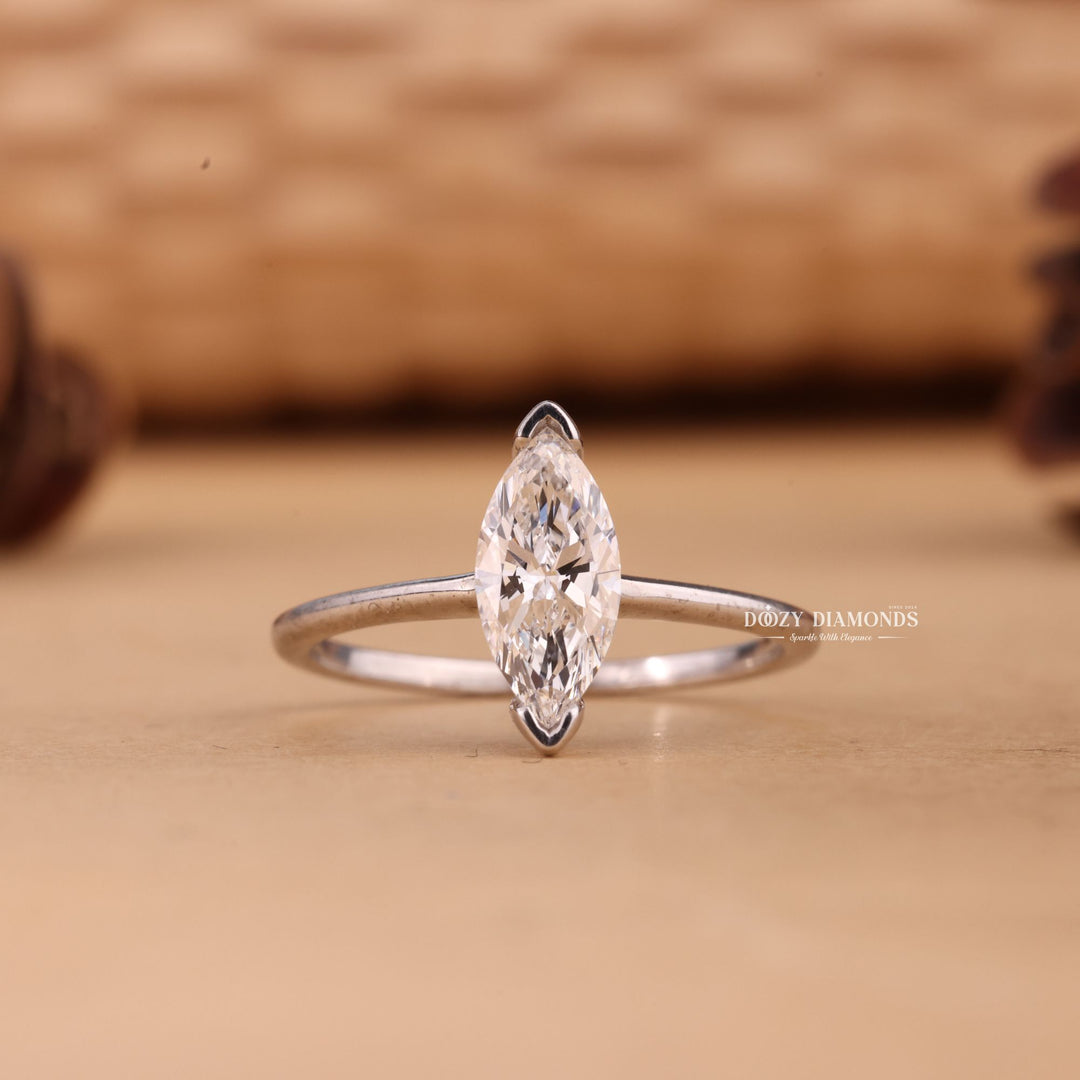 1.0CT-2.0CT Marquise Cut E/VS2 Lab Grown Solitaire Diamond Engagement Ring