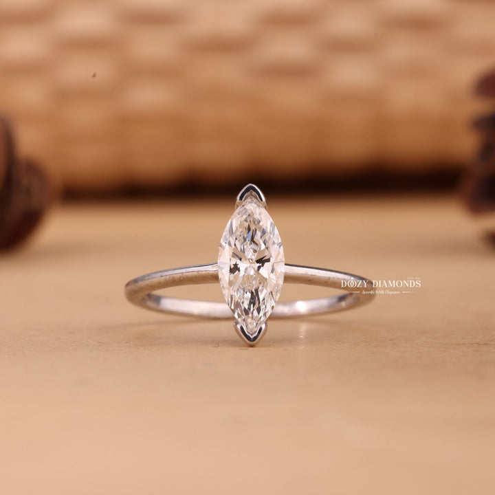 1.0CT-2.0CT Marquise Cut E/VS2 Lab Grown Solitaire Diamond Engagement Ring