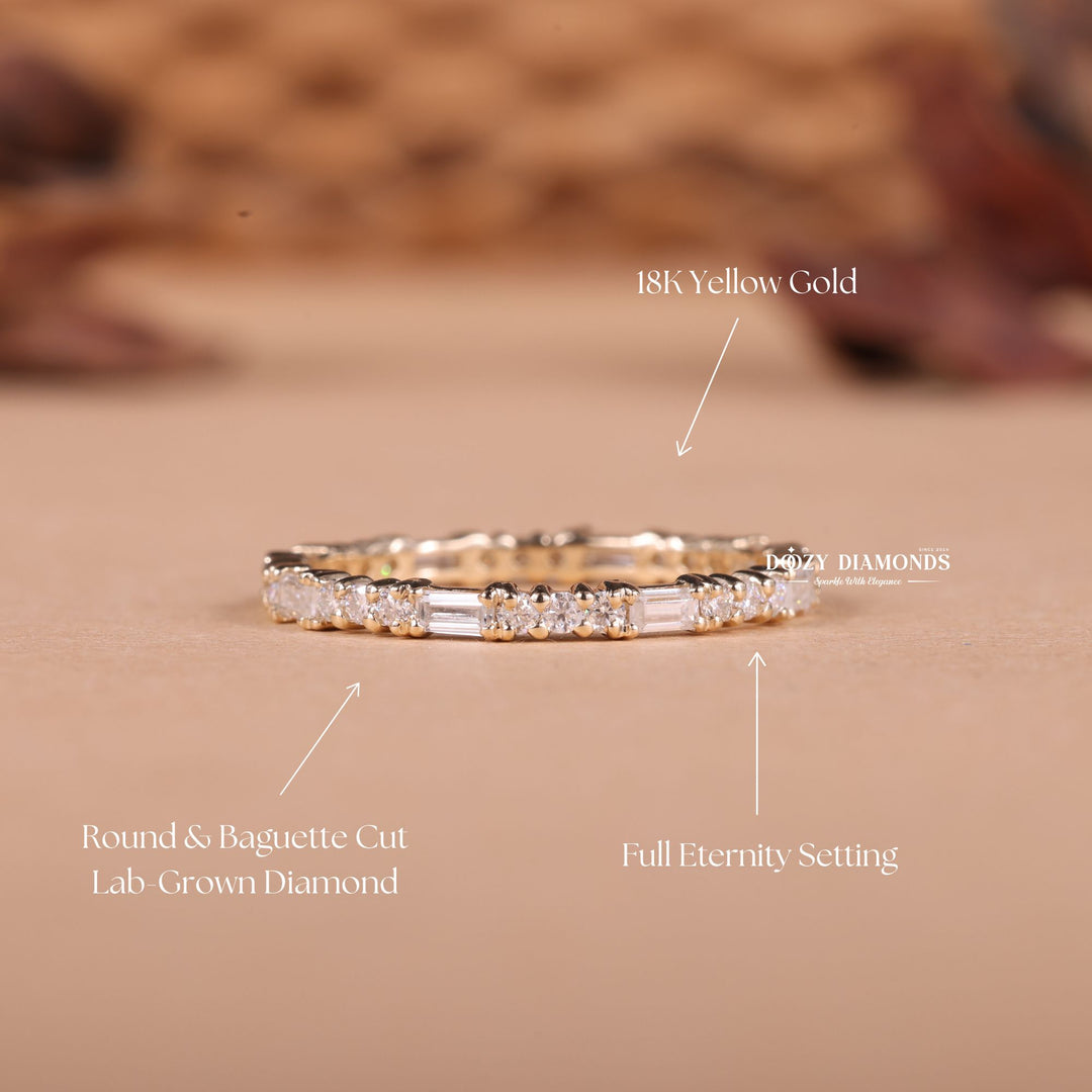 Round & Baguette Lab Grown Diamond EF/VVS Eternity Wedding Band