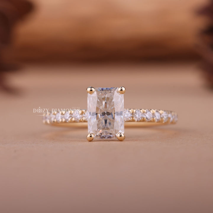 1.50CT-2.50CT Radiant F/VS1 Lab Created Diamond Pave Engagement Ring