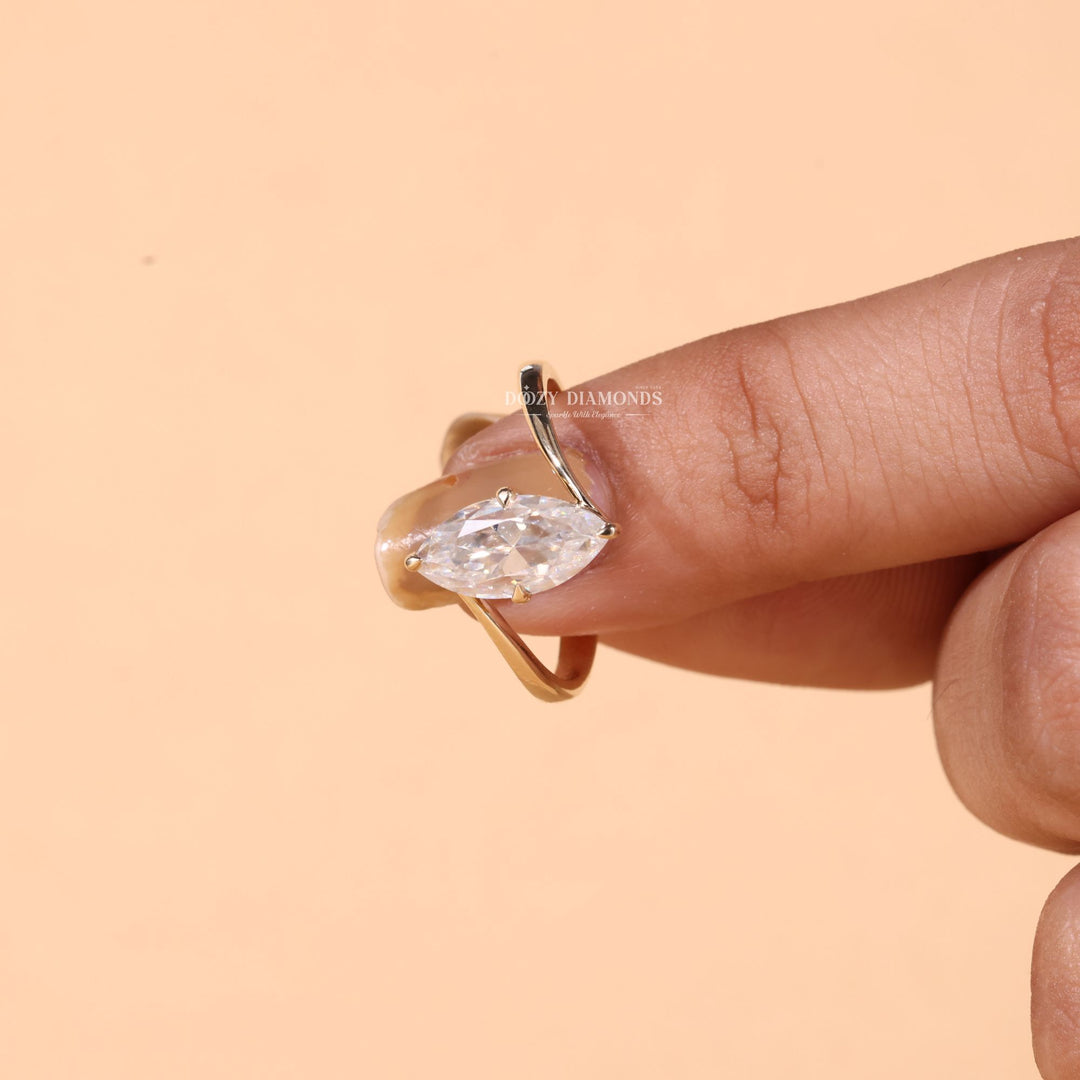 2.0CT-3.0CT Marquise Cut E/VS1 Lab Grown Diamond Bypass Engagement Ring