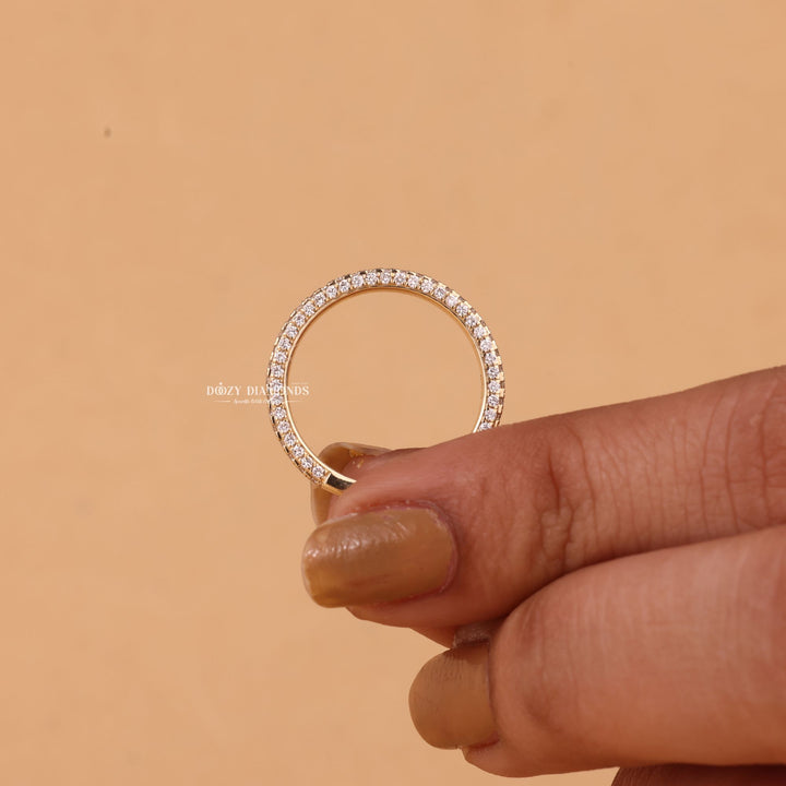Round Cut Lab Grown Diamond EF/VVS Miceo Pave Wedding Band