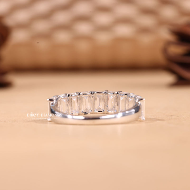 Emerald Cut Lab Grown Diamond EF/VVS Half Eternity Wedding Band