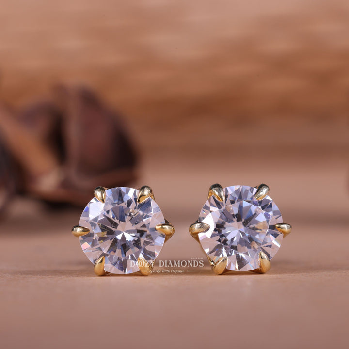Round EF-VS2 Lab-Grown Diamond Tulip Set Stud Earrings
