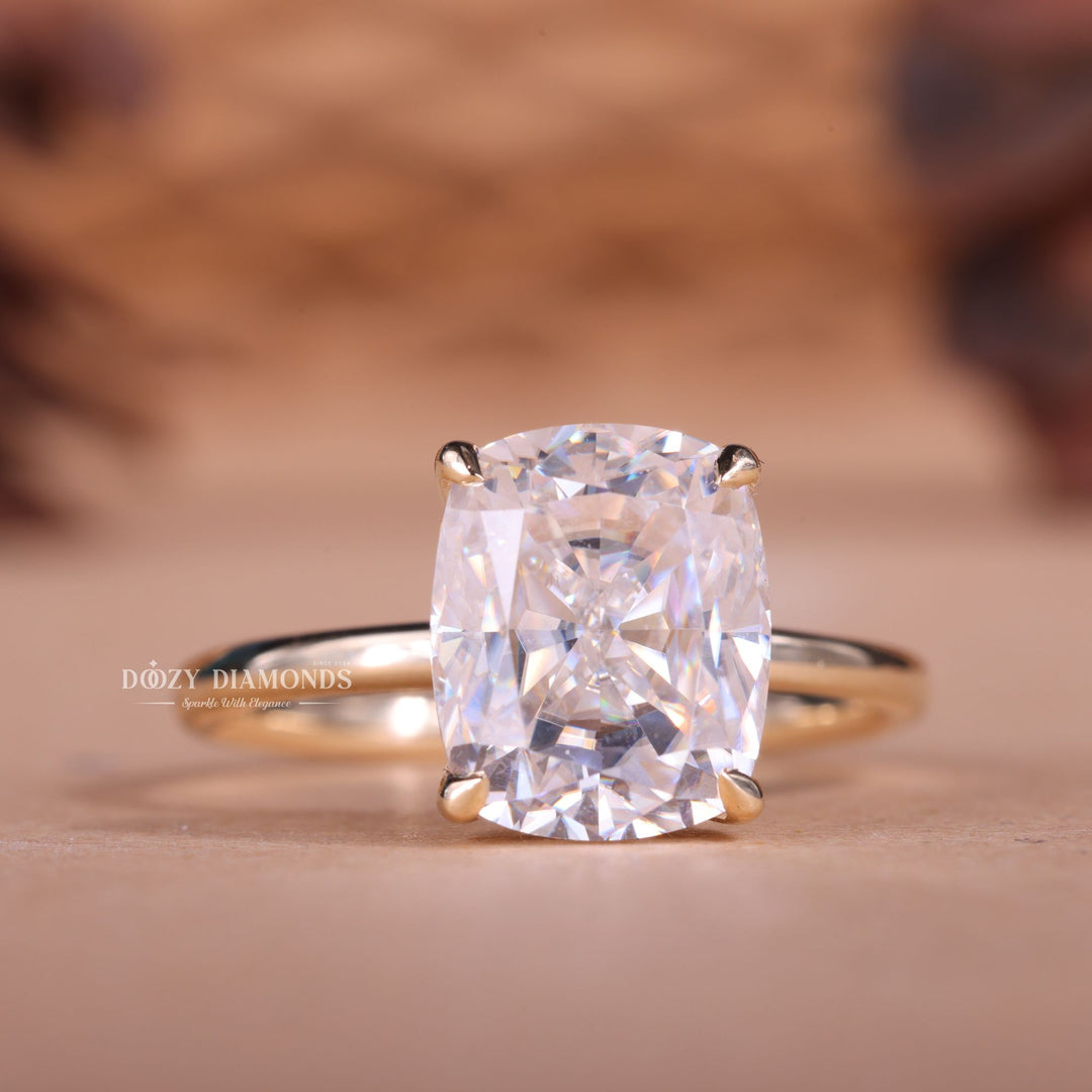 2.50CT-3.50CT Elongated Cushion E/VS1 Lab Created Hidden Halo Engagement Ring