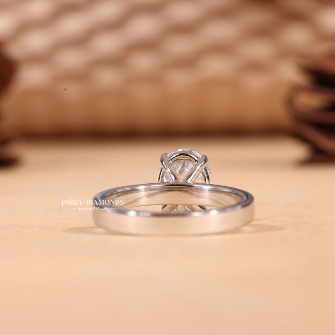 2.0CT-3.0CT Oval F/VS1 Lab Grown Solitaire Diamond Cigar Engagement Ring