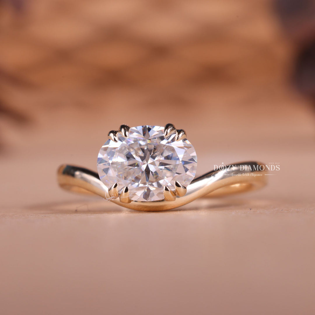 2.50CT-3.50CT East West Oval E/VS1 Lab Created Diamond Wave Engagement Ring