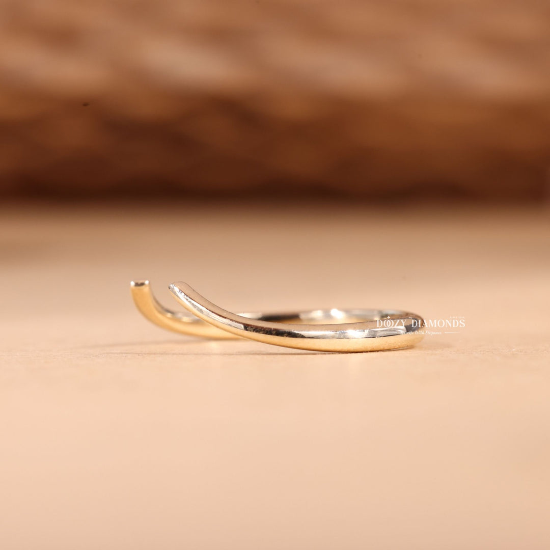 18K Solid Yellow Gold Curved Eve Wedding Band
