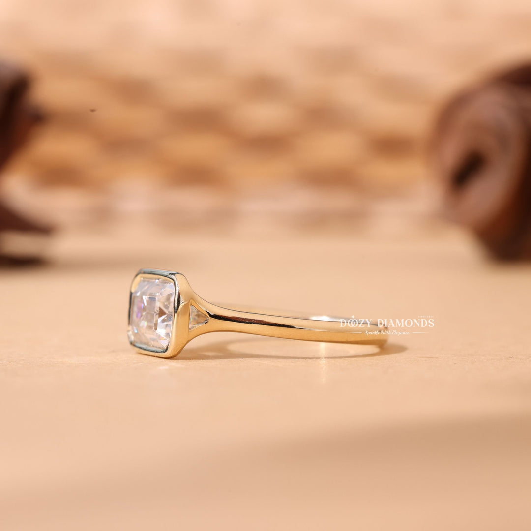 2.0CT-3.0CT Bezel Set Emerald F/VS2 Lab Grown Diamond Engagement Ring