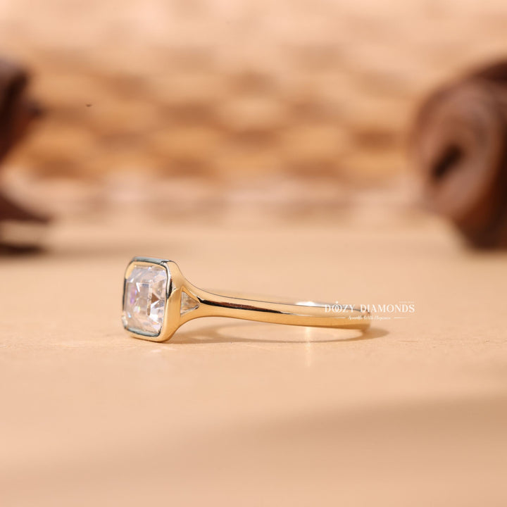 2.0CT-3.0CT Bezel Set Emerald F/VS2 Lab Grown Diamond Engagement Ring
