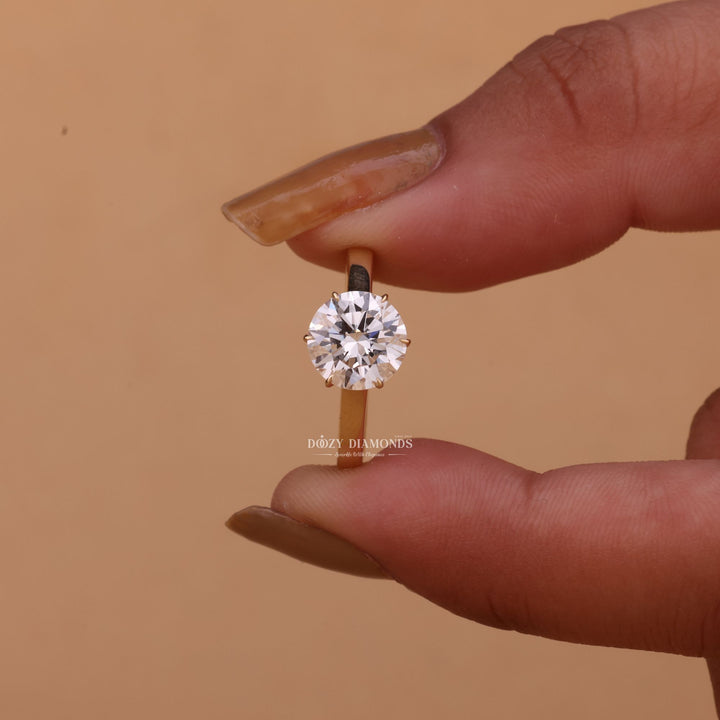 1.50CT-2.50CT Round Cut E/VS1 Lab Grown Diamond Solitaire Engagement Ring