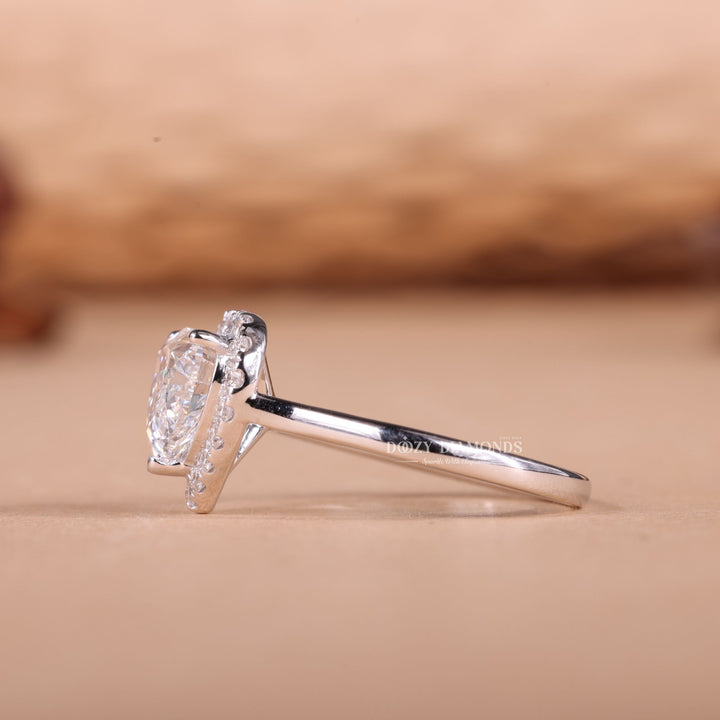1.50CT-2.50CT Heart E/VS2 Lab Grown Diamond Halo Engagement Ring
