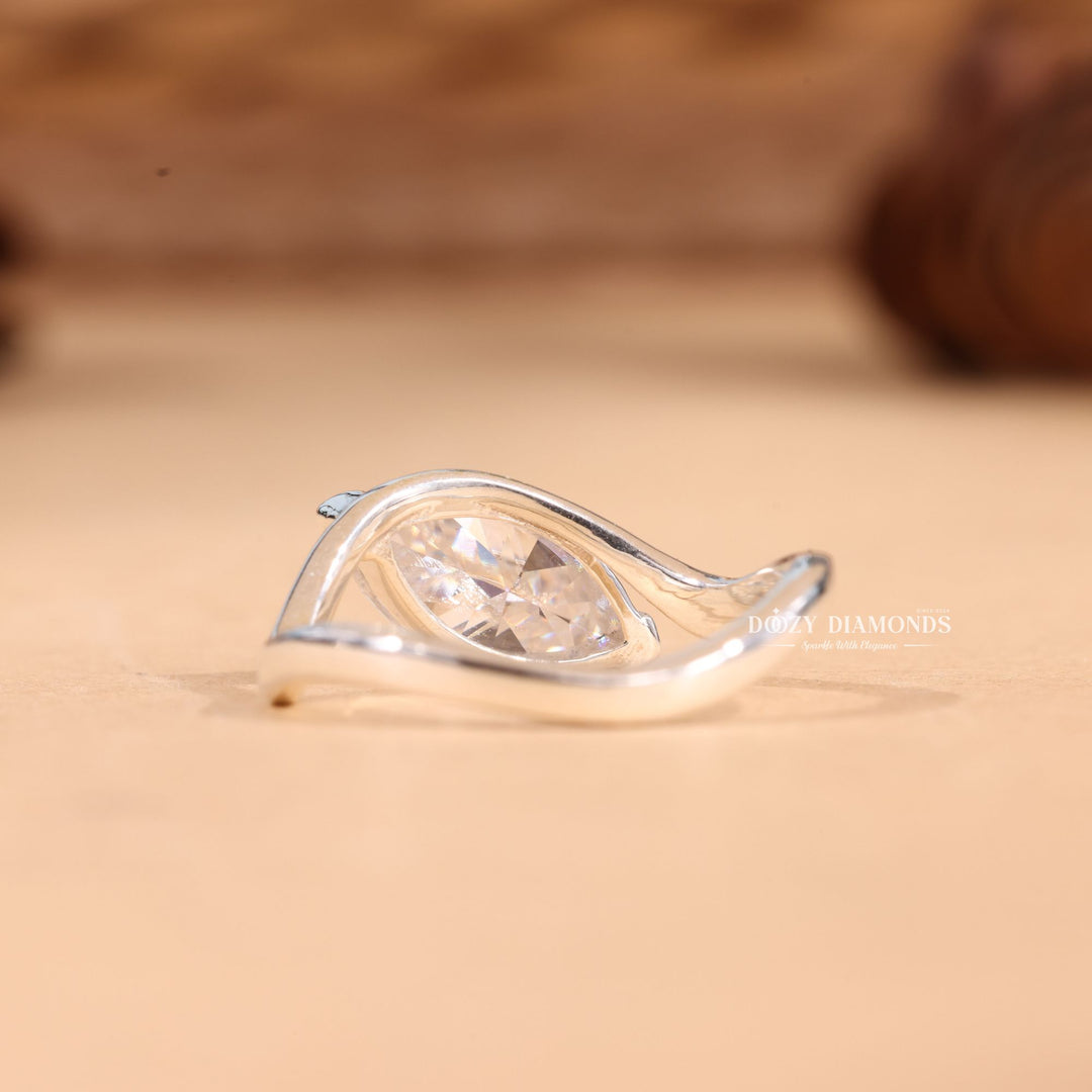 2.0CT-4.0CT Marquise Cut E/VS1 Lab Grown Diamond Waves Engagement Ring