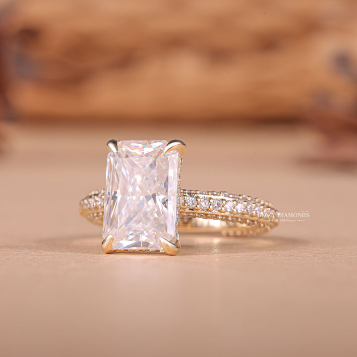 3.0CT - 4.0CT Radiant E/VS2 Lab Grown Diamond Micro Pave Engagement Ring - Doozy Diamonds
