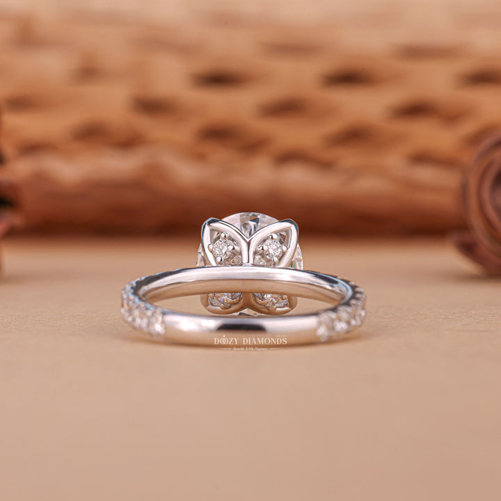 2.50CT Round Cut F/VS2 Lab Grown Diamond Tulip Set Engagement Ring