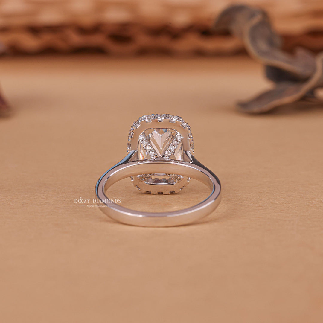 2.50CT - 3.50CT Cushion Cut E/VS1 Lab Grown Double Halo Diamond Engagement Ring - Doozy Diamonds