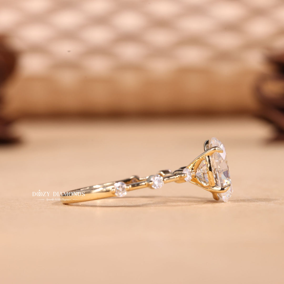 2.0CT-3.0CT Oval F/VS1 Lab Grown Diamond Distance Pave Engagement Ring