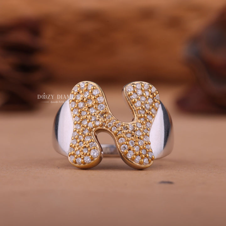 Round CVD F/VS2 Diamond N Latter Engagement Ring for Her