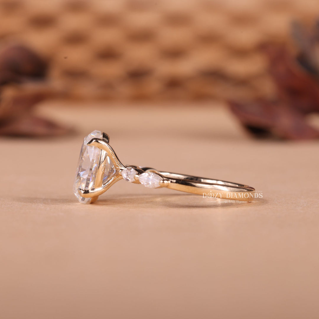 2.50CT-3.50CT Oval F/VS2 Lab Grown Diamond Pave Engagement Ring