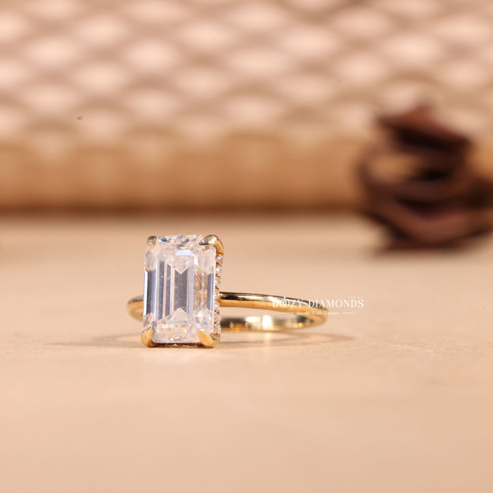 3.0CT-4.0CT Emerald Cut FE/VS2 Lab Grown Hidden Halo Engagement Ring
