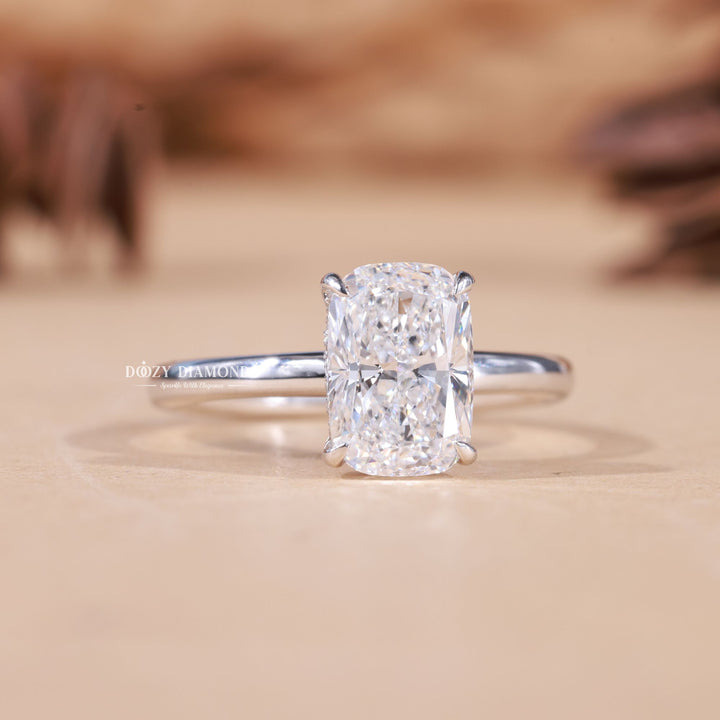 1.50CT-2.50CT Cushion F/VS1 Lab Grown Diamond Hidden Halo Engagement Ring