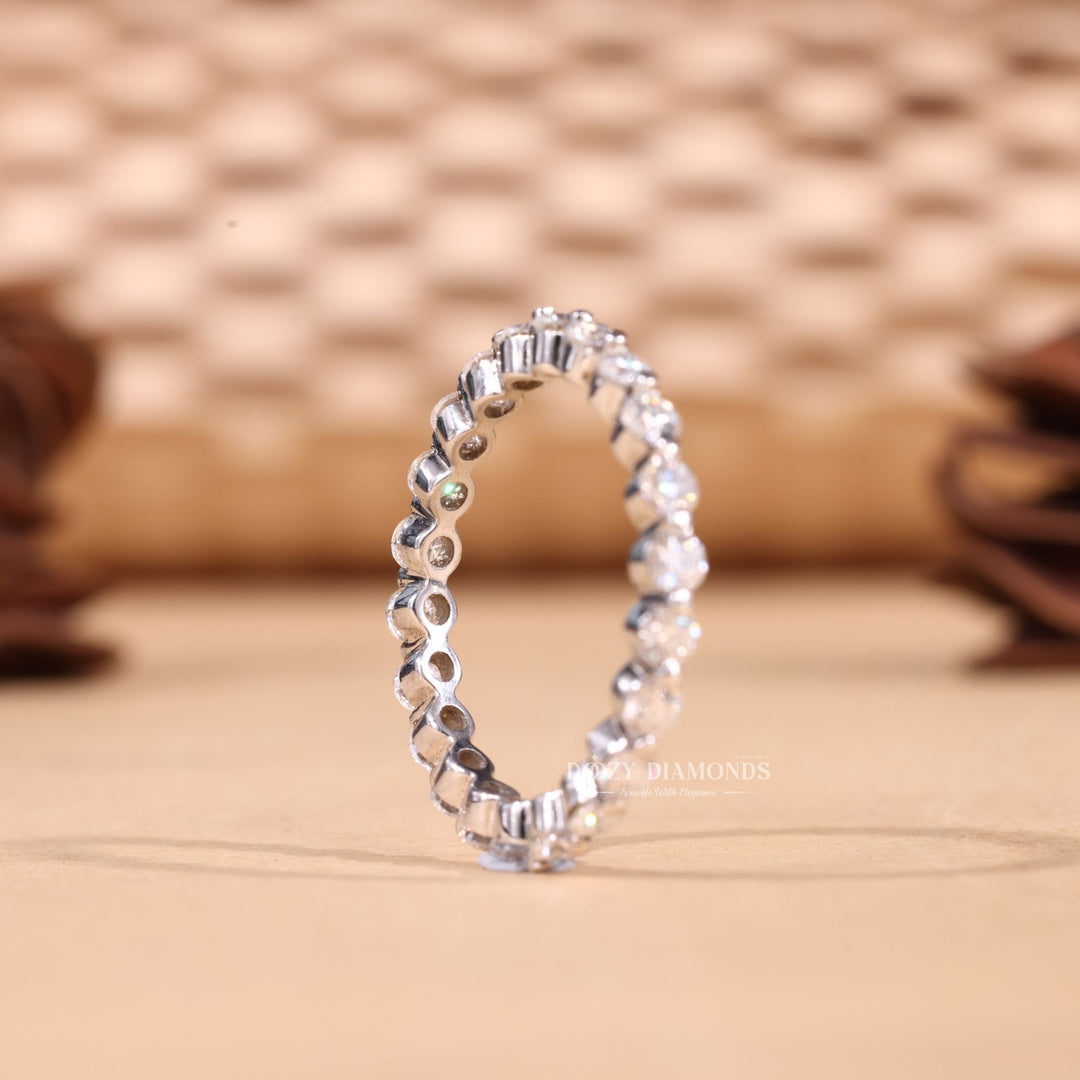 Round Cut Lab Grown Diamond EF/VVS Full Eternity Floating Bubble Wedding Band