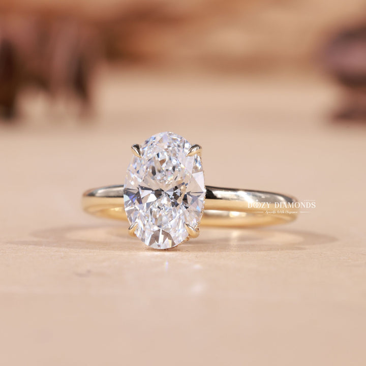 2.0CT-3.0CT Oval F/VS1 Lab Grown Diamond Hidden Halo Engagement Ring