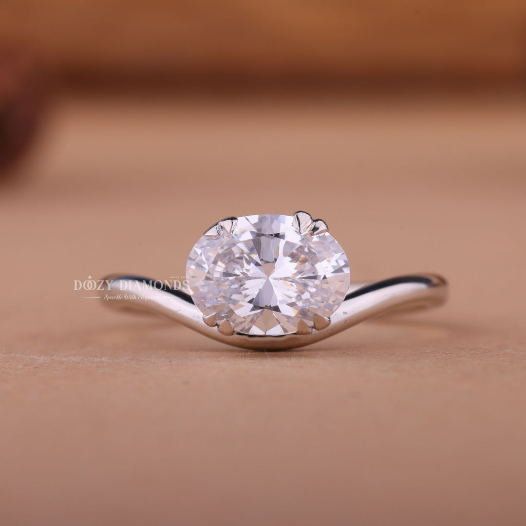 2.0CT-3.0CT East West Oval F/VS1 Lab Grown Diamond Wave Engagement Ring