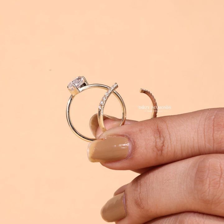 2.0CT Marquise Cut EF-VS2 Lab Grown Eve Diamond Ring with Eve Wedding Band