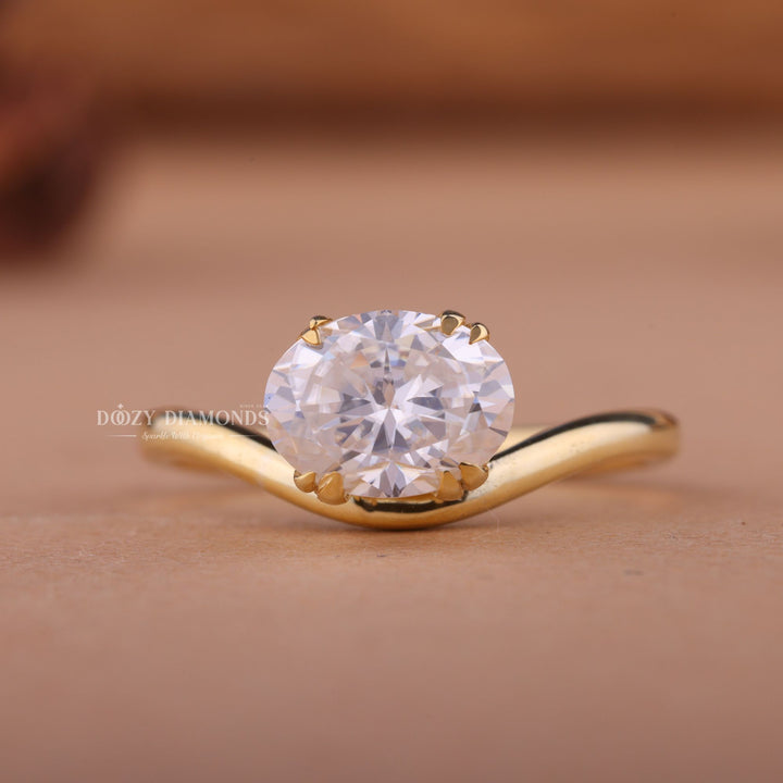 2.0CT-3.0CT East West Oval F/VS1 Lab Grown Diamond Engagement Ring