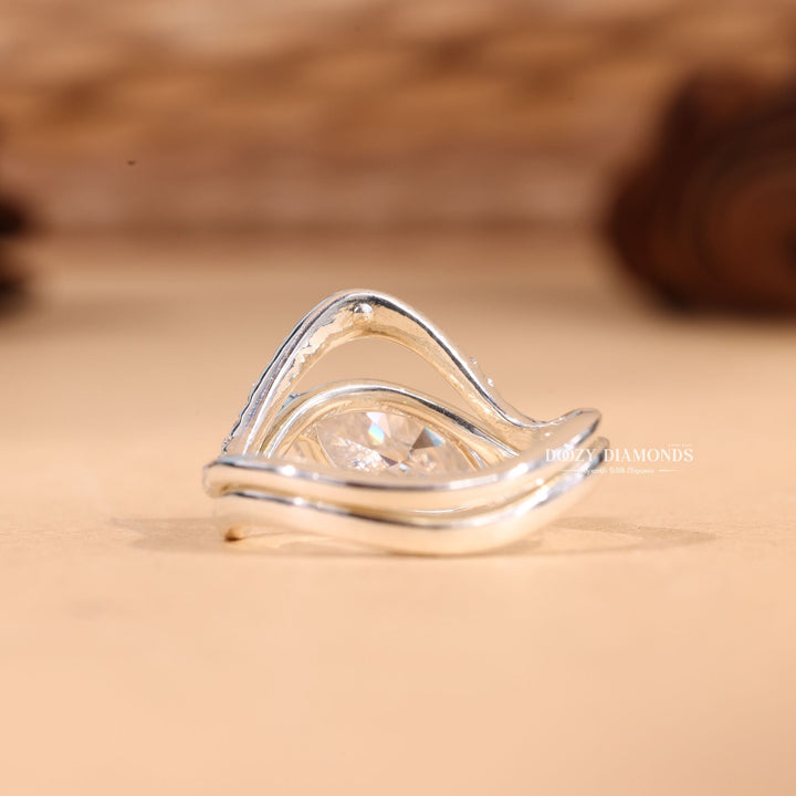 2.50CT Marquise Cut EF-VS2 Lab Grown Waves Wedding Ring with Curved Band