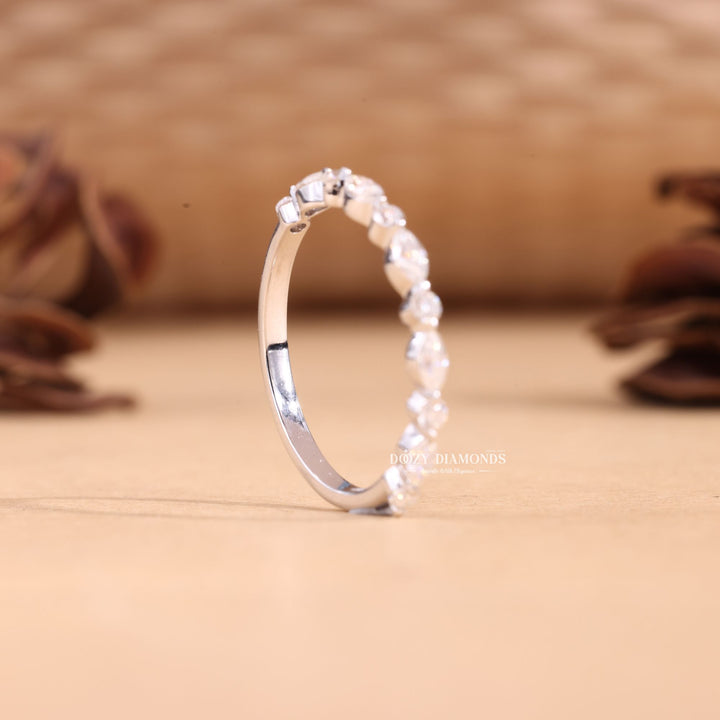 Round & Marquise Cut Lab Grown Diamond EF/VVS Half Eternity Stacking Band