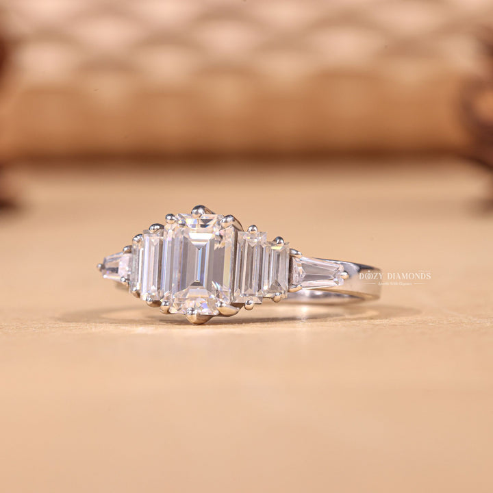 1.0CT-2.0CT Emerald EF/VS1 Lab Grown Diamond Cluster Engagement Ring