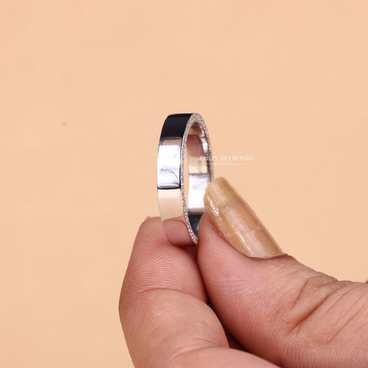 Round Cut Lab Grown Diamond EF/VVS Plain Gold Wedding Band