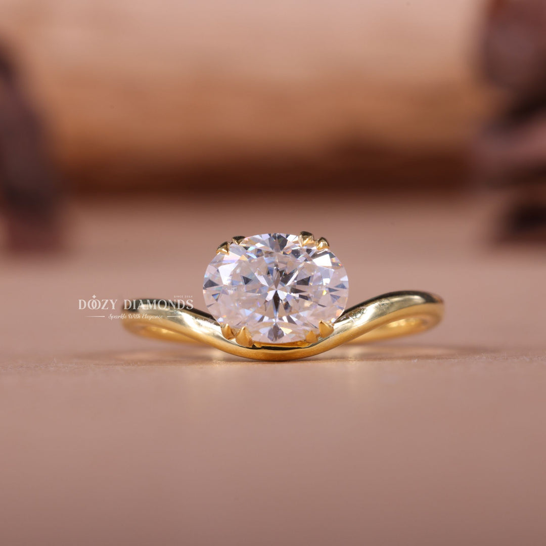 2.0CT-3.0CT East West Oval E/VS1 Lab Created Diamond Wave Engagement Ring