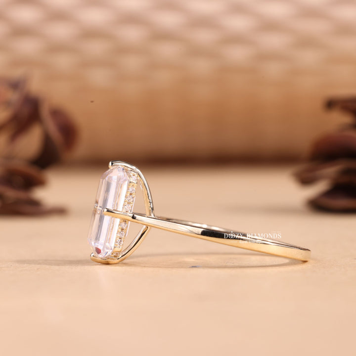 4.0CT-6.0CT Emerald Cut E/VS1 Lab Grown Diamond Hidden Halo Engagement Ring