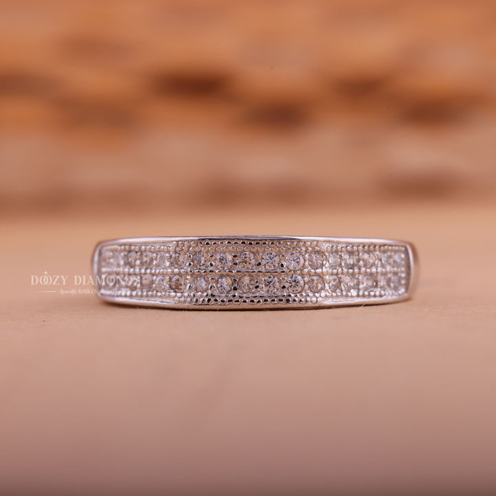 Round Diamond CVD EF/VVS Vintage Double Row Wedding Band