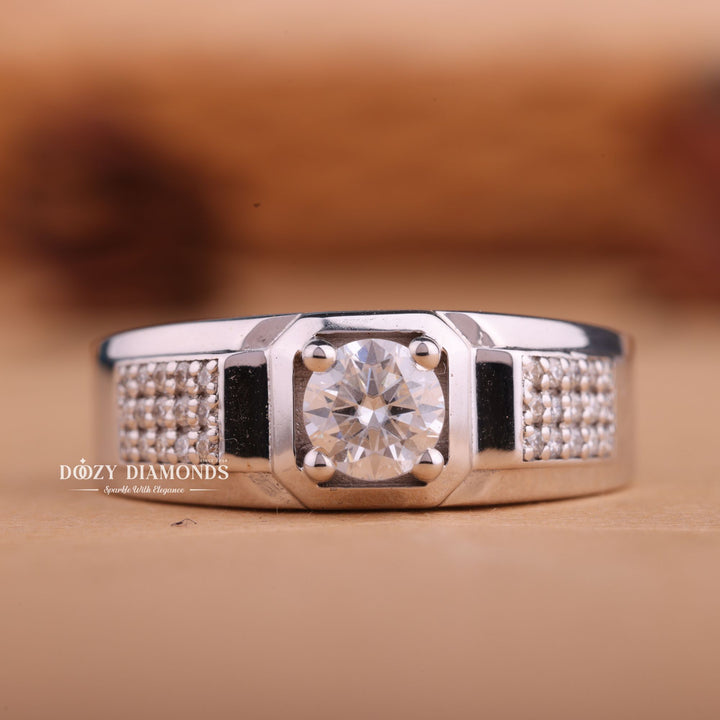 1.0CT Round Cut Lab Grown F/VS1 Diamond Men's Wedding Ring