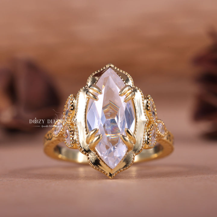 2.50CT-3.50CT Marquise E/VS1 Lab Created Vintage Milgrain Engagement Ring