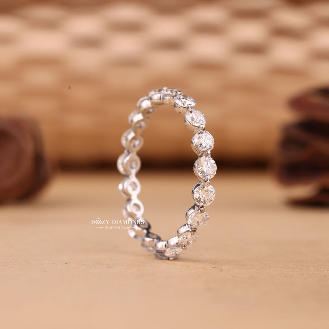 Round Cut Lab Grown Diamond EF/VVS Floating Bubble Full Eternity Wedding Band