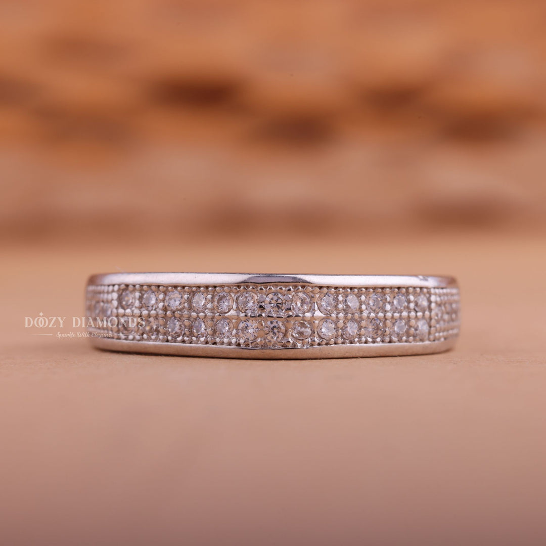 Round EF/VVS Diamond Double Row Lab Grown Wedding Band